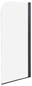 Sprchová zástena na vaňu čierna priehľadná tvrdené sklo hliník 140 x 70 cm nastaviteľná minimalistický dizajn kúpeľňa