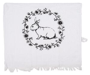 Biely froté kuchynský uterák s králikom - 40*66 cm - Clayre & Eef