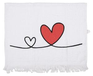 Biely froté kuchynský uterák so srdiečkami Hearts Love - 40*66 cm - Clayre & Eef