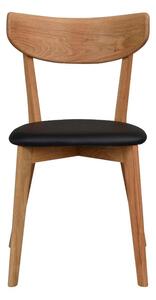 Hnedá dubová jedálenská stolička s čiernym sedadlom Rowico Ami