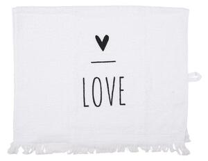 Biely kuchynský froté uterák so srdiečkom Love - 40*66 cm - Clayre & Eef