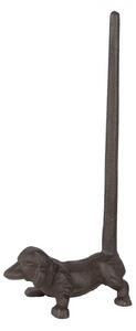 Hnedý liatinový stojan na kuchynské utierky s jazvečíkom - 14*8*30 cm - Clayre & Eef