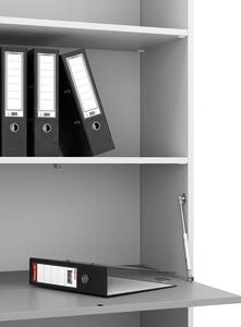 Vysoký kancelársky policový regál LAYERS, 1 box, 800 x 400 x 1905, biela / sivá