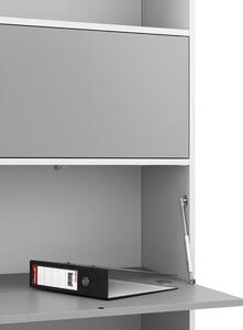 Vysoký kancelársky policový regál LAYERS, 2 boxy, 800 x 400 x 1905, biela / sivá
