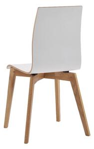 Biela jedálenská stolička s hnedými nohami Rowico Grace