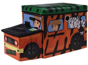 Detský úložný box a sedátko Safari bus oranžová, 55 x 26 x 31 cm