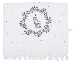 Biely froté kuchynský uterák s mačičkami Lovely Grey Cats - 40*66cm - Clayre & Eef