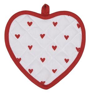 Bielo-červená chňapka - podložka so srdiečkami Love It - 20*20 cm - Clayre & Eef