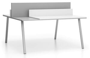 Kancelársky pracovný stôl DOUBLE LAYERS, posuvná vrchná doska, s prepážkami, biela / sivá