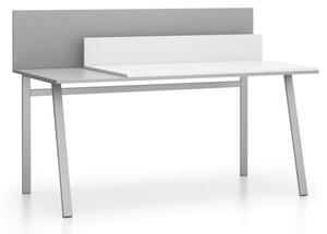 Kancelársky pracovný stôl SINGLE LAYERS, posuvná vrchná doska, s prepážkami, biela / sivá