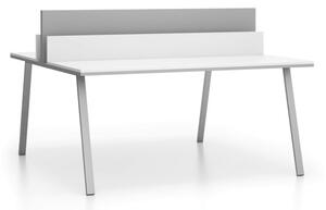 Kancelársky pracovný stôl DOUBLE LAYERS, s prepážkami, biela / sivá
