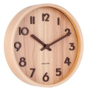 Svtlohnedé nástenné hodiny z lipového dreva Karlsson Pure Small, ø 22 cm