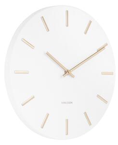 Biele nástenné hodiny s ručičkami v zlatej farbe Karlsson Charm, ø 30 cm
