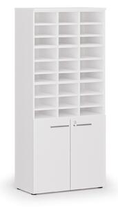 Triediaci regál s dverami PRIMO WHITE, 800 x 420 x 1781 mm, 27 priehradok, biela