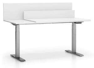 Kancelársky stôl SINGLE LAYERS, posuvná vrchná doska, s prepážkami, nastaviteľné nohy, biela
