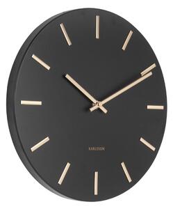 Čierne nástenné hodiny s ručičkami v zlatej farbe Karlsson Charm, ø 30 cm