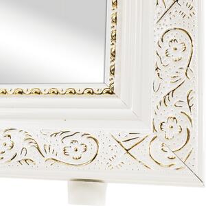 KONDELA Stojanové zrkadlo, biela/bielo-zlatý ornament, LAVAL