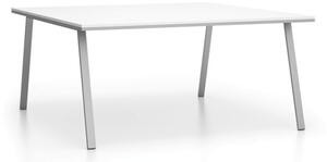 Kancelársky rokovací stôl DOUBLE LAYERS, bez prepážok, biela / sivá