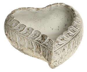 Bielo - zlatý antik cementový kvetináč v tvare srdca Vittel L - 20*17*8 cm - Chic Antique