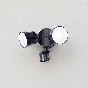 Vonkajší nástenný reflektor s LED senzorom SHRIMP II, čierny, 12 W, 2 žiarovky,, Čierna, Plast, Nástenné bodové svietidlo
