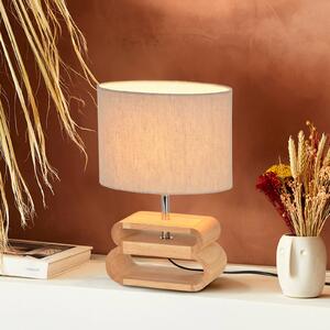 Stolová lampa Oslo, pyla/svetlé drevo, výška 30 cm, bavlna/drevo, Biela / opálová, Obývacia izba / jedáleň, Drevo, Škandinávsky, Stojacie svietidlo