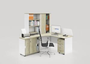 Zostava kancelárskeho nábytku MIRELLI A+, typ C, ľavá, biela / dub sonoma