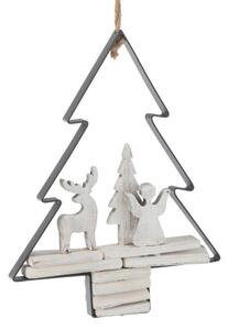 Závesná dekorácia anjel a jeleň v stromčeku Christmas Tree - 21*5*28 cm - J-Line by Jolipa
