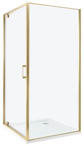 Sprchovací kút zlatý tvrdené sklo hliník 90 x 90 x 185 cm štvorcový tvar jednokrídlové dvere moderný dizajn kúpeľňa