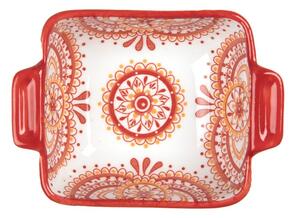Hranatá miska s červeným vzorom Mibbo - 11 * 8 * 4 cm / 75 ml - Clayre & Eef