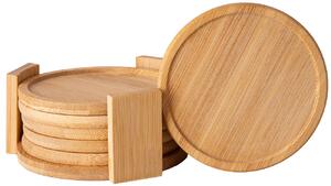 Sada bambusových podložiek pod poháre EMERALD – 6 kusov so stojanom