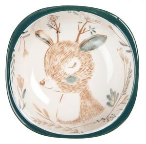 Béžová keramická miska so srnčekom Deer - 10*10*5 cm / 125 ml - Clayre & Eef