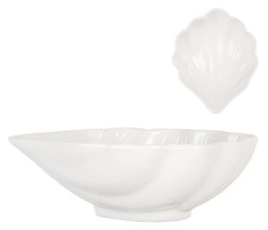 Biela keramická miska v tvare mušle Shell Bowl - 12*10*4 cm - Clayre & Eef