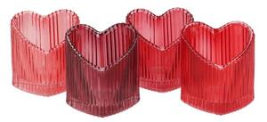 4ks červený mix sklenený svietnik srdca Love Hearts - 7*8 cm - daan kromhout