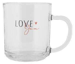 Sklenený hrnček Love you Heart & Smile - 11*8*9 cm / 200 ml - Clayre & Eef