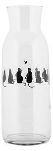 Sklenená karafa s mačkami a srdiečkom Dog&Cat - Ø 9*25 cm / 1000 ml - Clayre & Eef