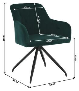 KONDELA Otočná stolička, zelená Velvet látka/čierna, VELEZA