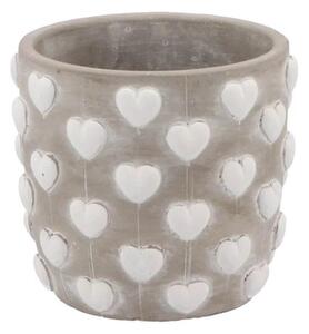 Šedý antik cementový obal so srdiečkami Love Amore - Ø 12*11 cm - daan kromhout