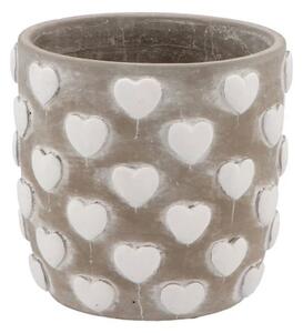 Šedý antik cementový obal so srdiečkami Love Amore - Ø 14*13 cm - daan kromhout