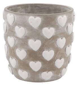 Šedý antik cementový obal so srdiečkami Love Amore - Ø 17*16 cm - daan kromhout