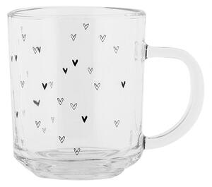 Sklenený hrnček so srdiečkami Lovely Day - 11*8*9 cm / 200 ml - Clayre & Eef