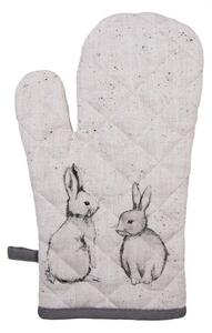 Oven Mitt 18x30 Cm Beige Grey Cotton Rabbit - 18*30 cm - Clayre & Eef