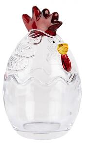 Transparetná sklenená dóza s vekom v tvare sliepočky Chicken - Ø 8*14 cm - Clayre & Eef