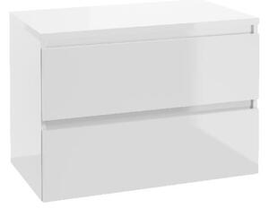 Kielle Nefia - Skrinka vrátane dosky pod umývadlo 80x55x46 cm, lesklá biela 50027S830