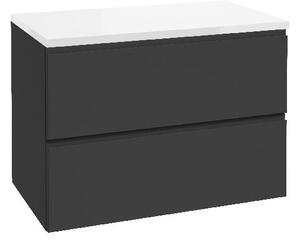 Kielle Oudee - Skrinka vrátane dosky pod umývadlo 80x55x46 cm, matná čierna/lesklá biela 50002S814