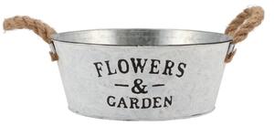 Plechový kvetináč / misa s jutovými ušami Flowers & Garden - Ø 25*10 cm - daan kromhout