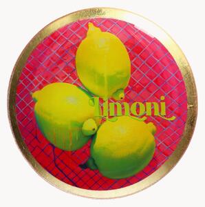 Ručne maľovaný sklenený dekoračný podnos Limoni
