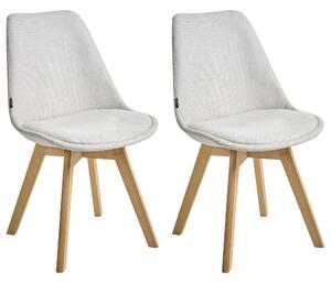 Sada 2 jedálenských stoličiek krémovobiele čalúnené stoličky drevené nohy moderný dizajn