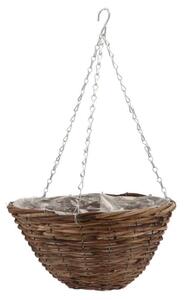 Závesný hnedý prútený okrúhly kvetináč - Ø 35*16 cm - daan kromhout