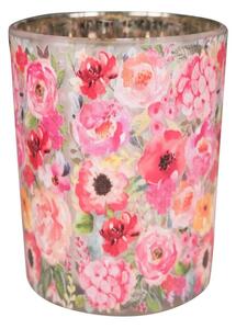 Farebný sklenený svietnik s kvetmi Fleury Poppy M - Ø 10*12 cm - Mars & More