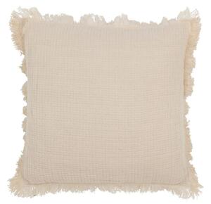 Béžový mušelínový vankúš so strapcami Muslin - 45*10*45 cm - J-Line by Jolipa